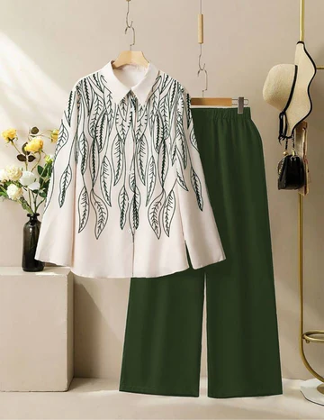 Leaf Pattern Co-Ord Set - Sky Blue - Image 4