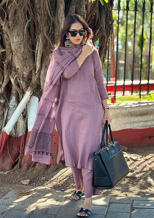 ANNI Designer Women's Rayon Blend Solid Straight Kurta with Pant & Dupatta - Image 5