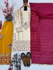 Pure Glass Satin Farshi Plazzo Suit Set with Organza Dupatta, Sequence Embroidery Indian Suit - Image 4