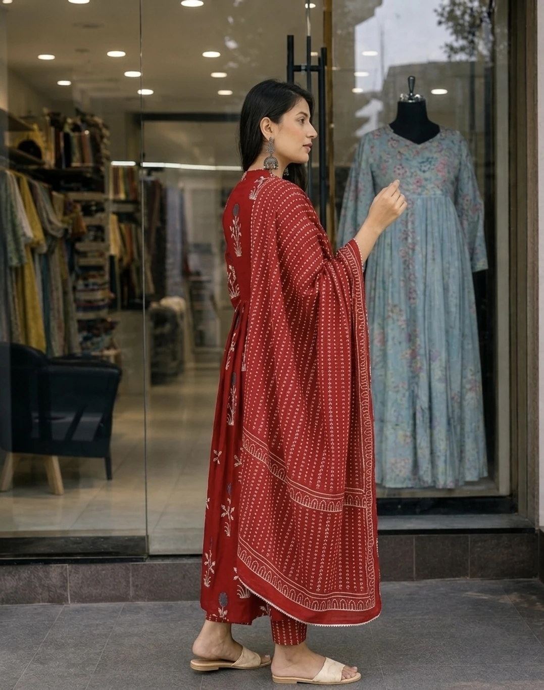 Janasya Women's Black Rayon Kurta With Dupatta - Image 3